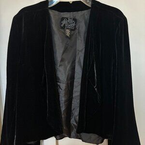 Lucky Brand Velvet Blazer Peacock Embroidery Black Size XS/S